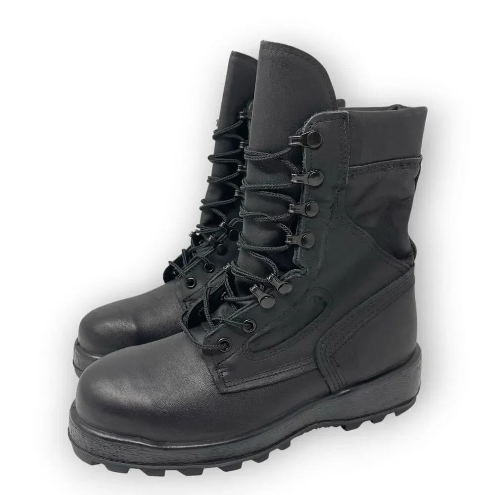 McRae Navy Steel Toe Combat Boots Mens Size 8RF Black Leather ASTM Shoes 9052